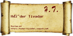 Héder Tivadar névjegykártya
